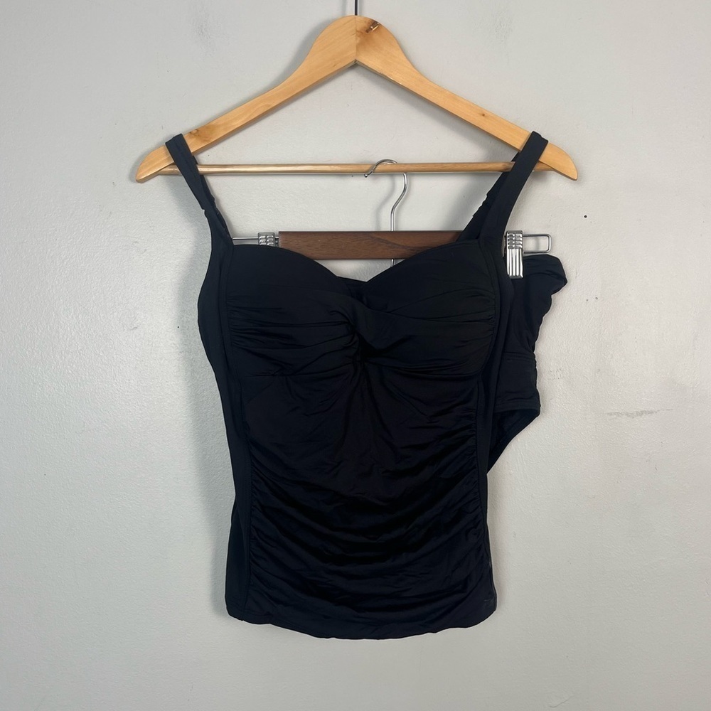 Bond-eye Australia two piece black Tankini ruched swim set size 6